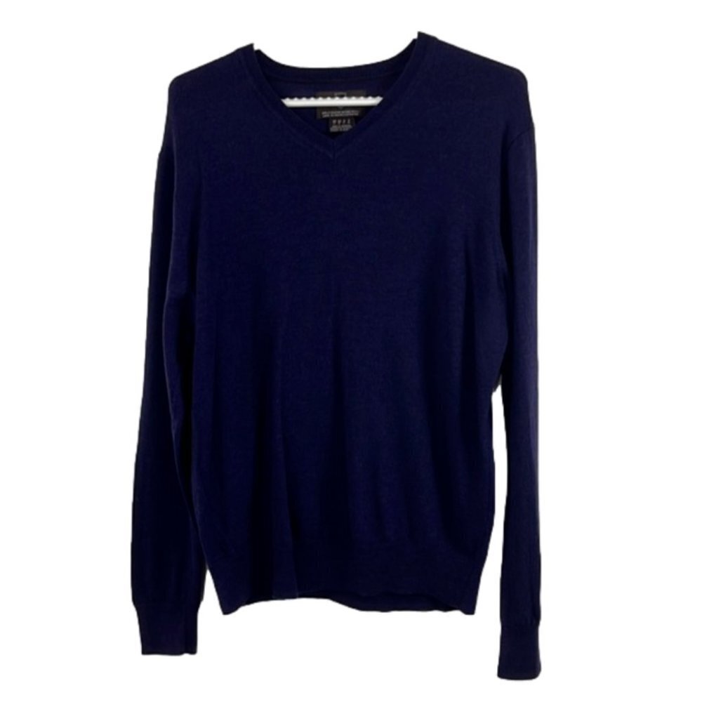 Black Brown 1826 Purple 100% Merino Wool V-Neck Sweater